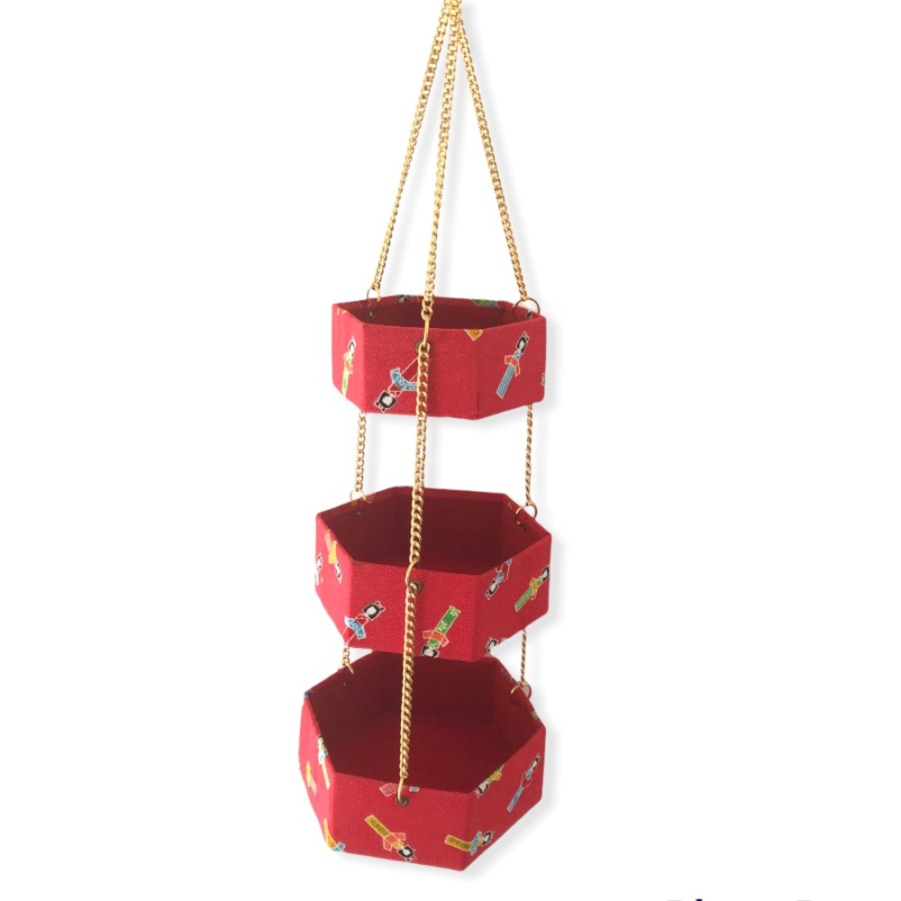 Japanese geisha girl print hanging jewelry boxes